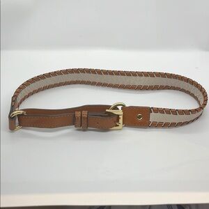 Michael Kors Brown Leather Belt with Gold Accents